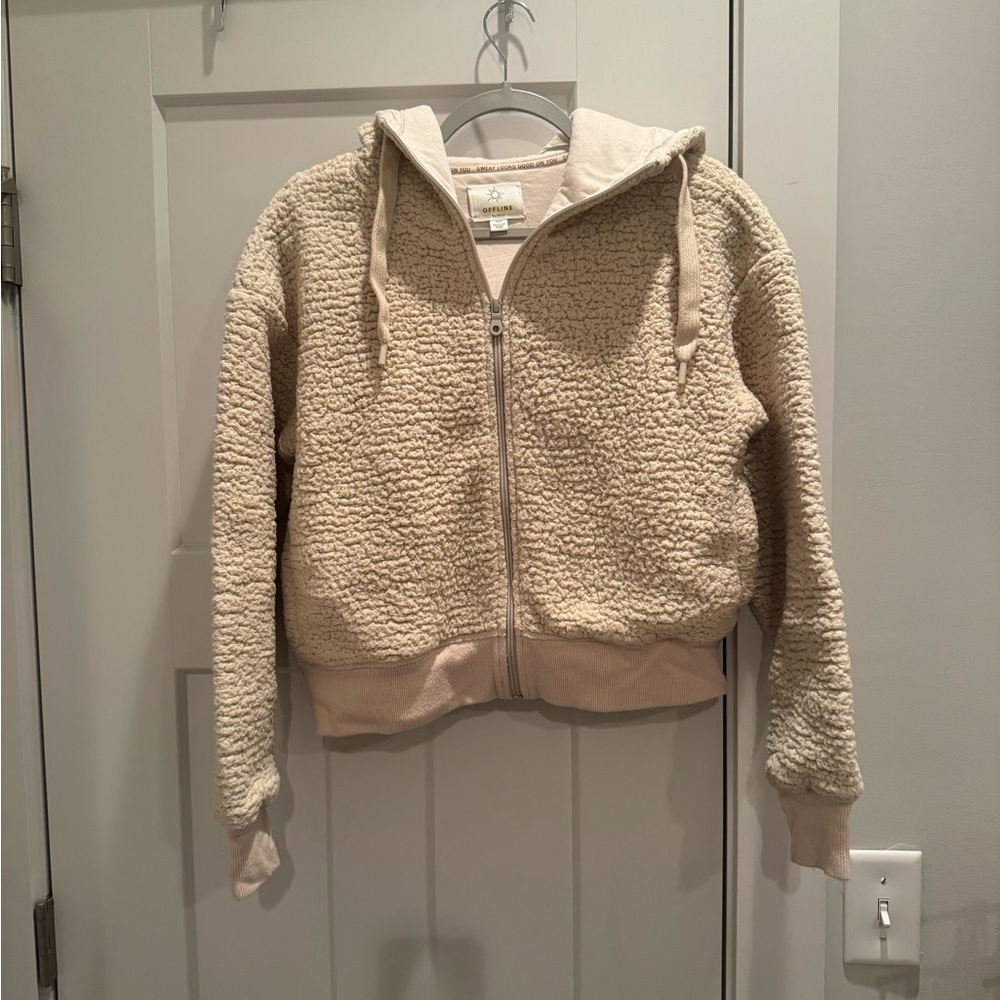 Aerie cream zip up Hoodie